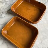 Pair of rectangular enamelled sandstone dishes