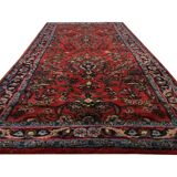 Burgundy Red Floral Wool Runner Rug,1960s Traditional Oriental Stair Runner