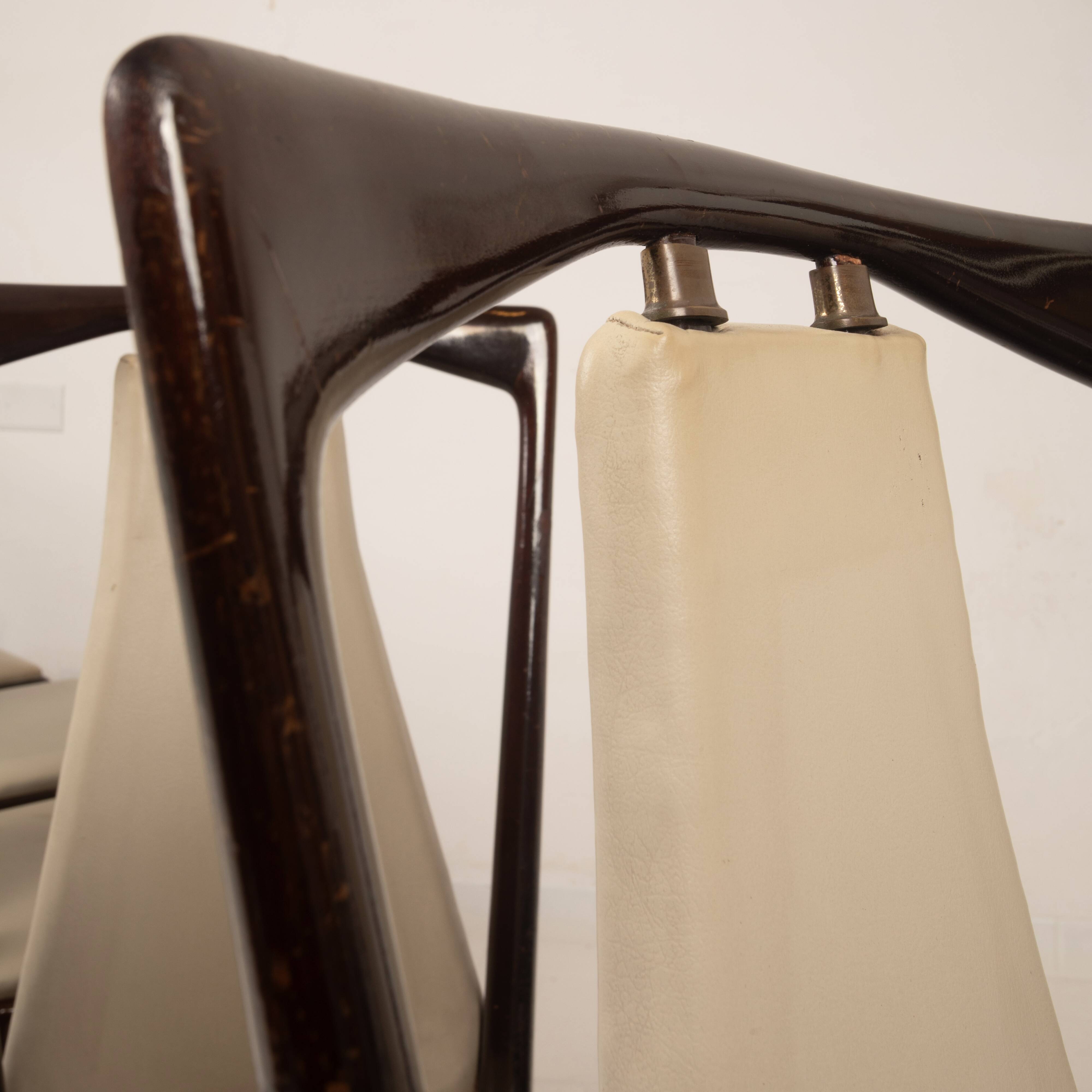 Osvaldo Borsani Mid Century Italian Mahogany Stained Dining Chairs for Arredamenti Borsani Varedo 1950