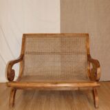 Solid wood bench and caning