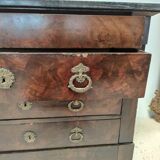 Chest of drawers in wood and gray marble with 4 drawers nineteenth century