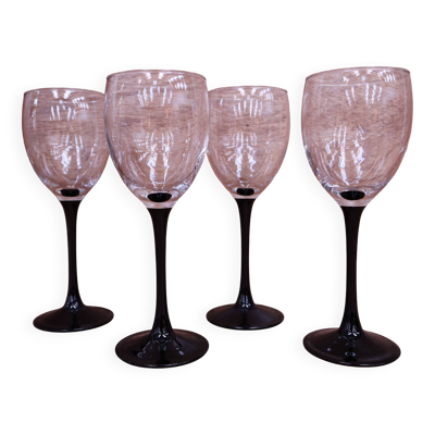 4 Verres à vin rouge à pied noirs Luminarc vintage