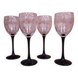 4 Luminarc Vintage Black Stemmed Red Wine Glasses