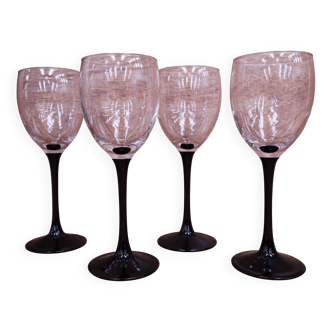 4 Verres à vin rouge à pied noirs Luminarc vintage