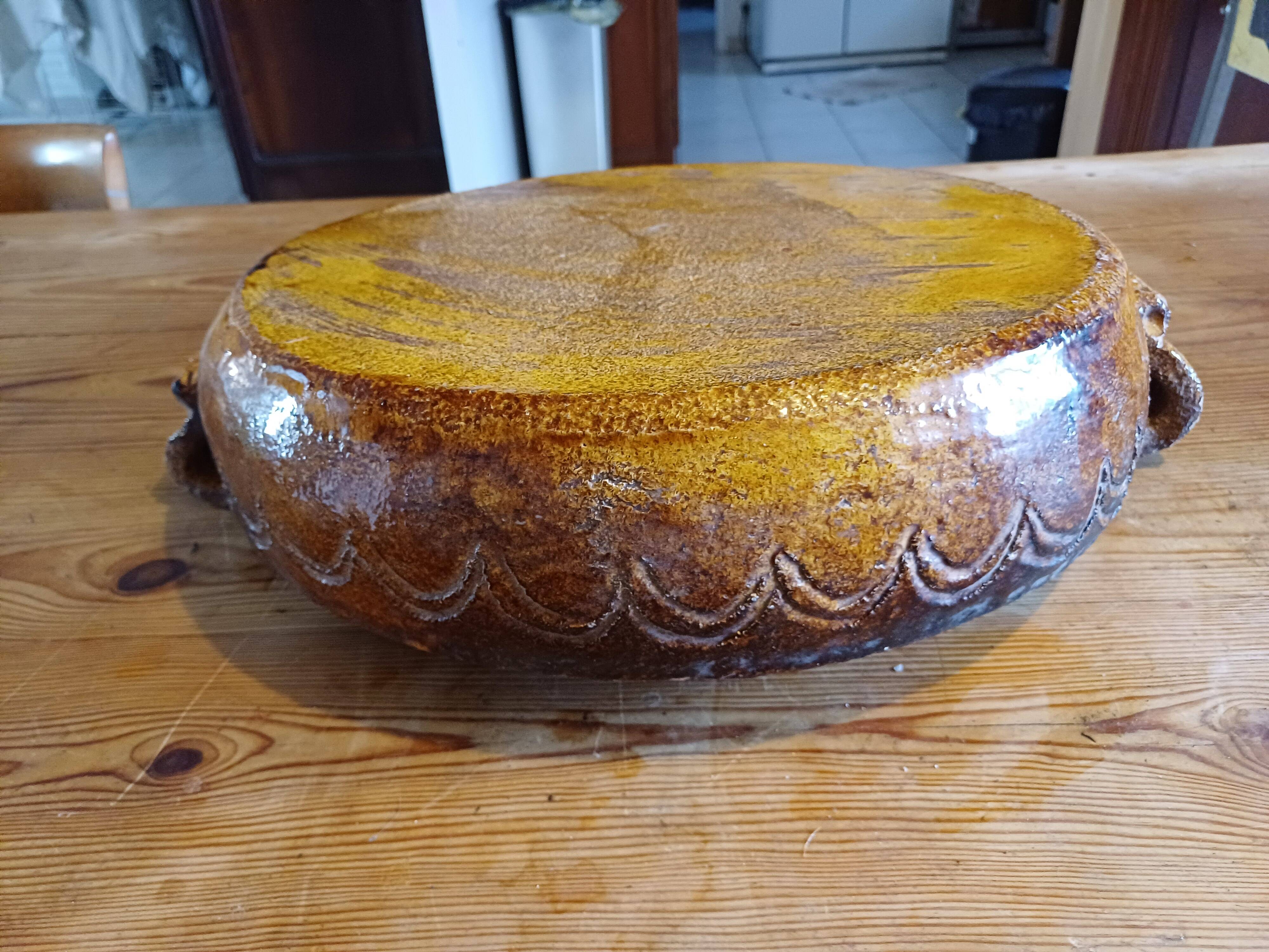19th century enamelled terracotta dish