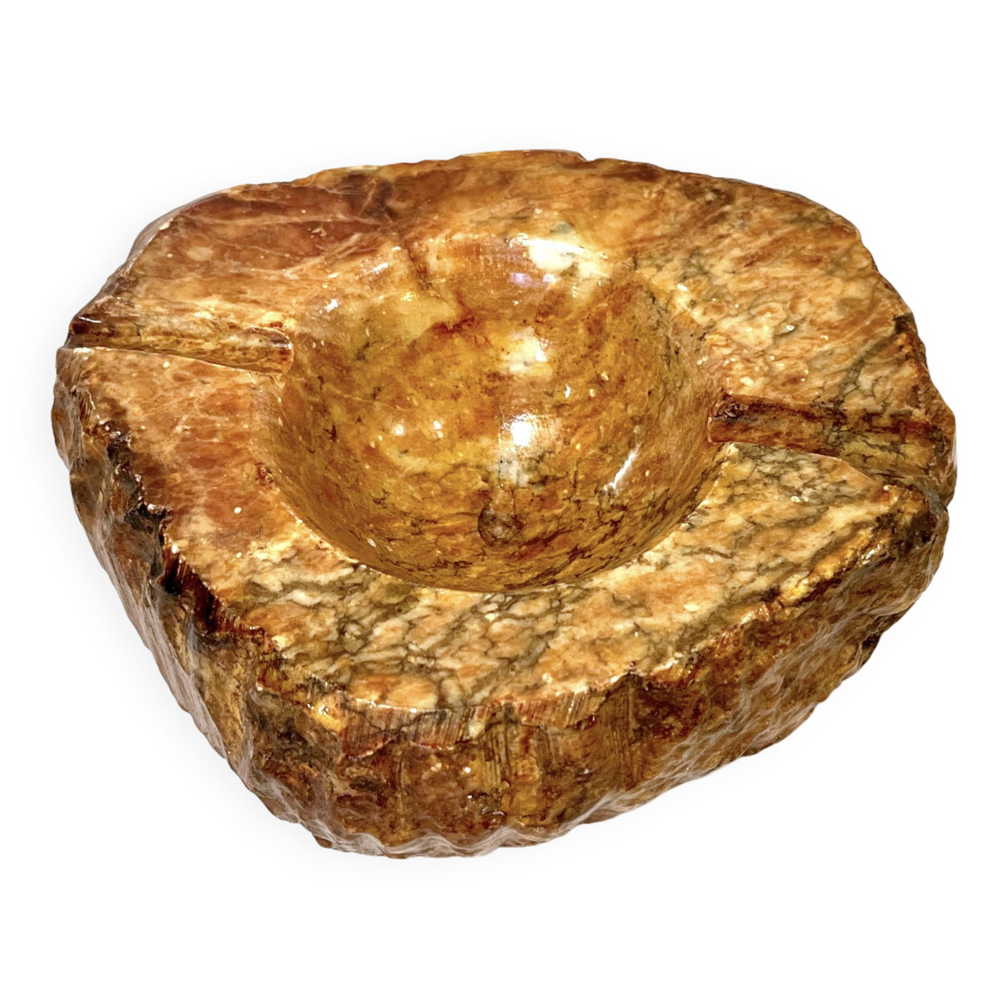 Vintage ochre alabaster ashtray by Romano Bianchi vintage 1960 marble