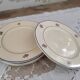 Set of 6 dessert plates in Badonviller earthenware decoration pink and blue border