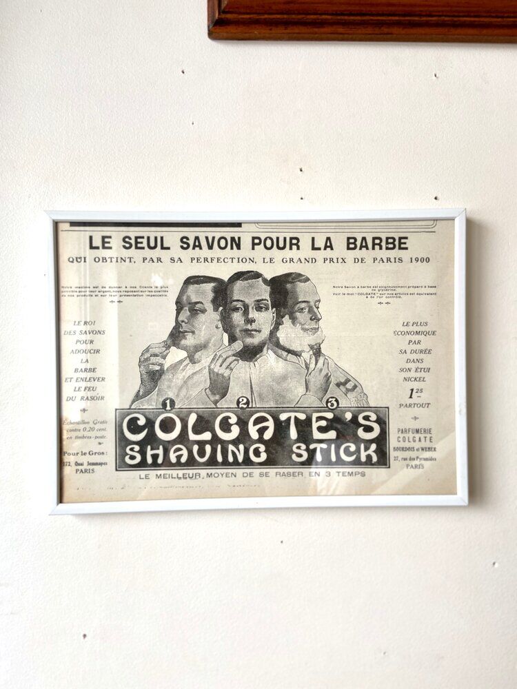 Framed Colgate advertising poster