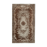 Handmade rustic anatolian 1980s 192 cm x 332 cm brown rug