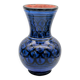 Grand Vase Balustre en Céramique Safi - Décor Géométrique Bleu Noir - Maroc