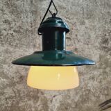 Vintage street lamp green enamel with glass