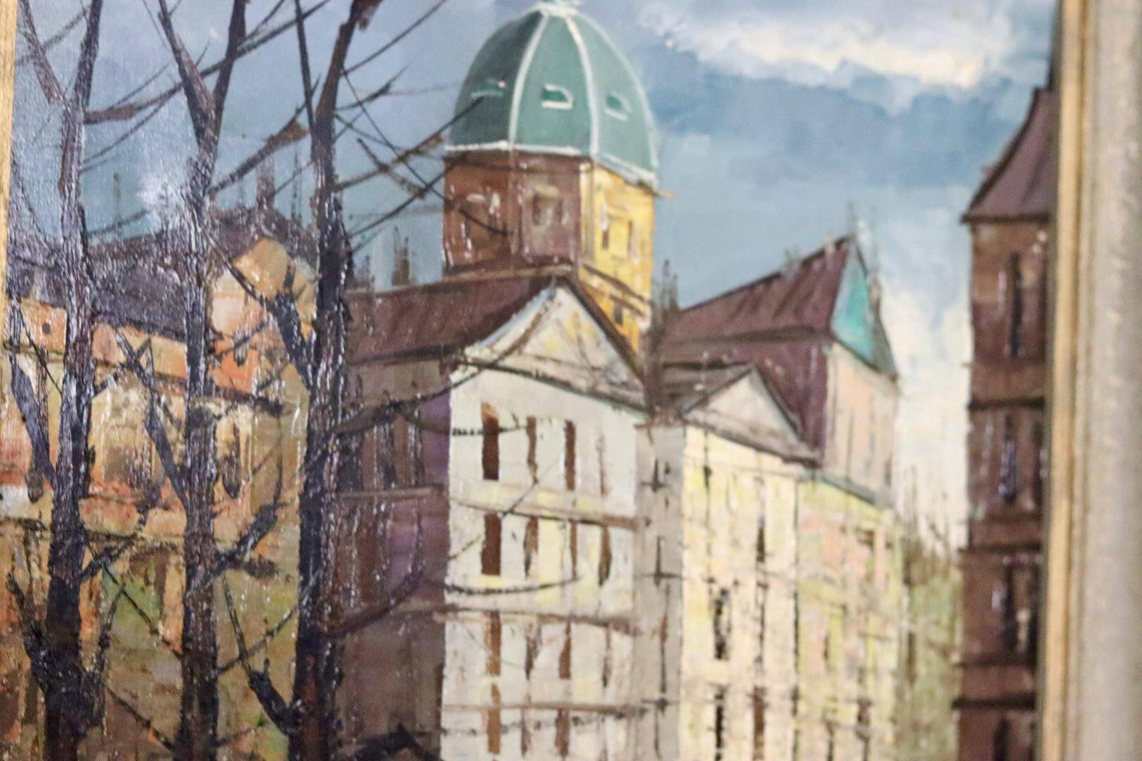 Oil painting on Swedish canvas "City and Canal" by Valentine