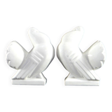 Manufacture de saint-clément, années 1930, paire de serre-livres figurant des pigeons.