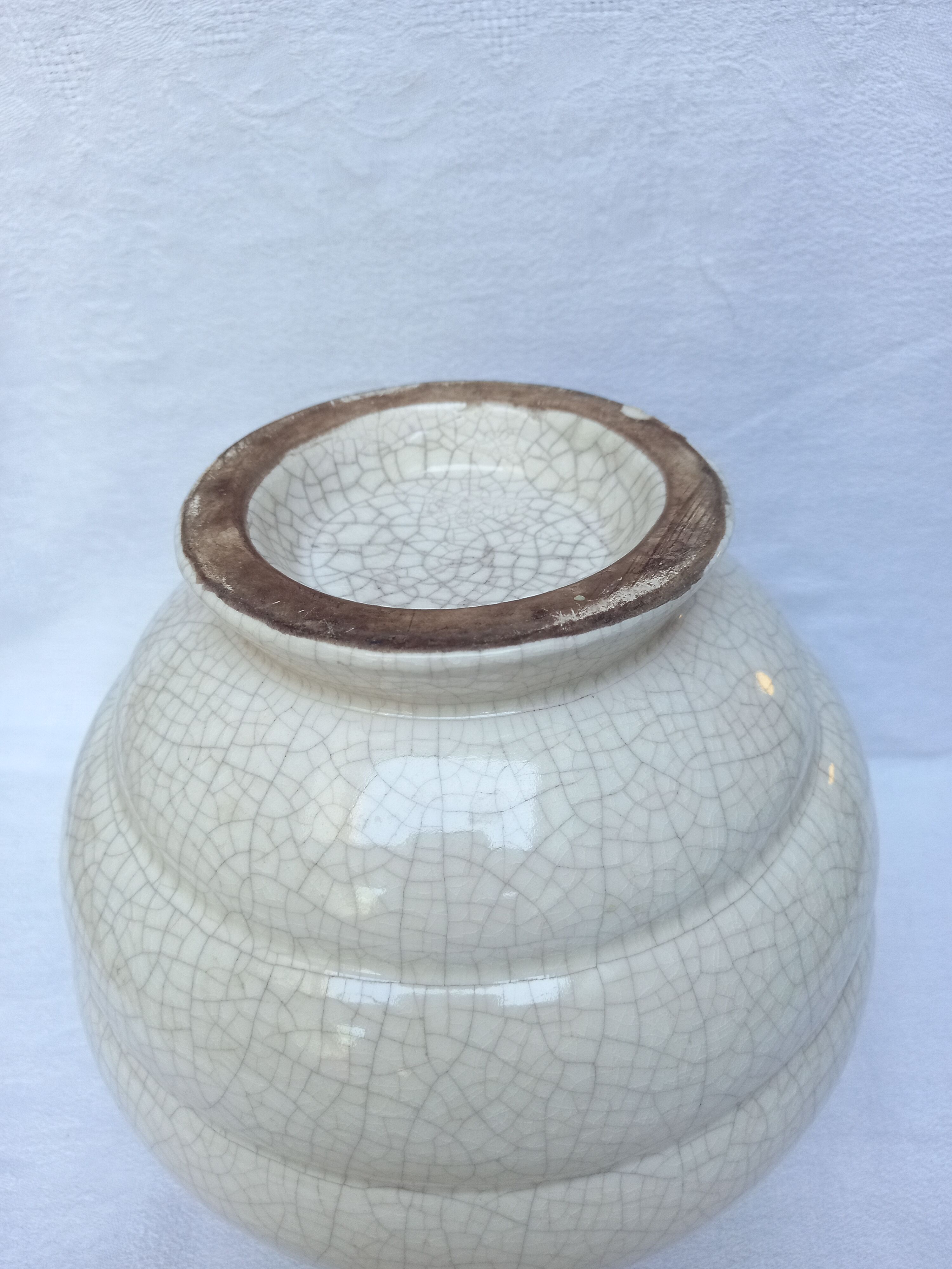 Vase boule art déco faïence craquelé numéroté