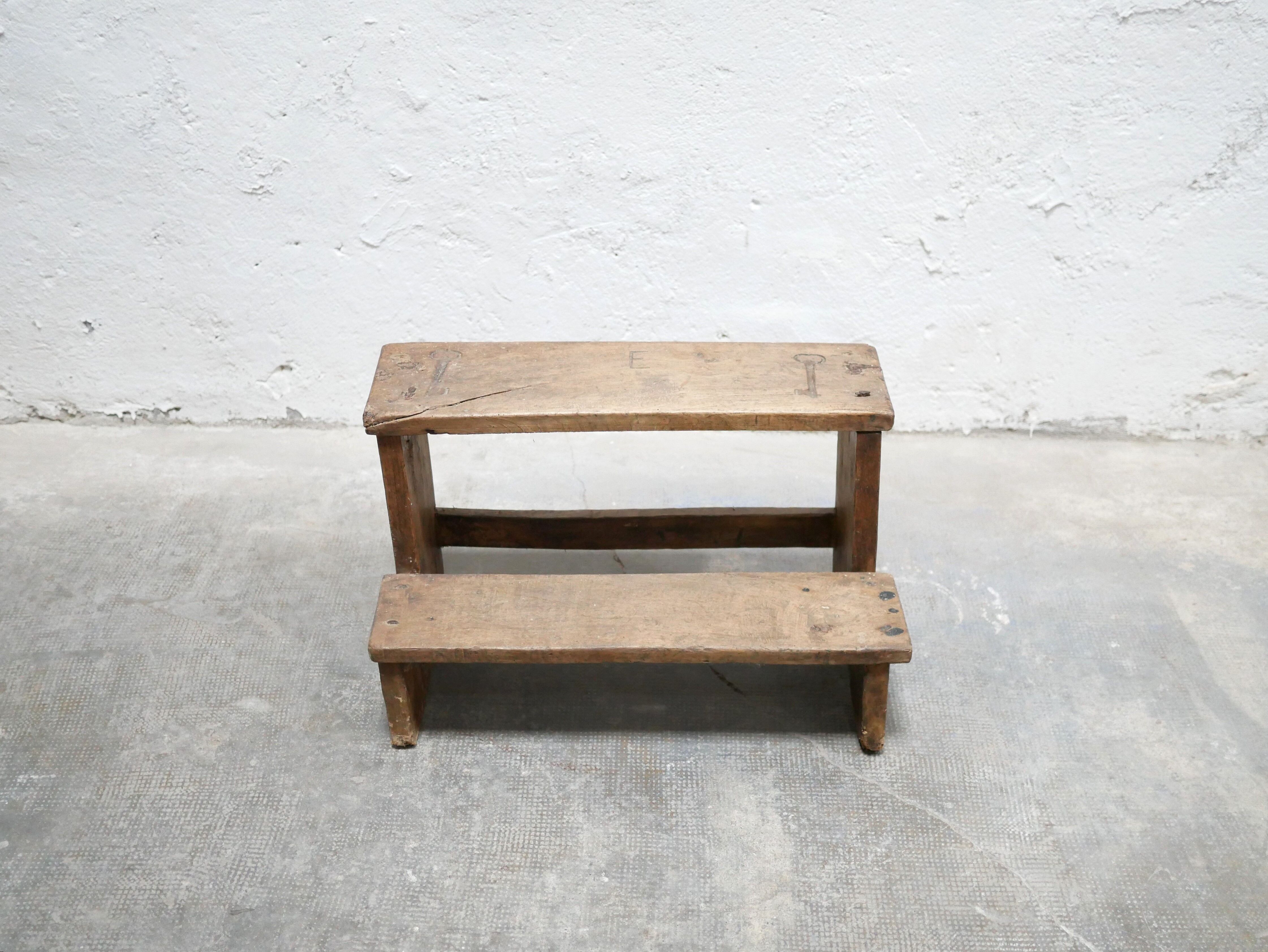 Workshop step, antique wooden stool