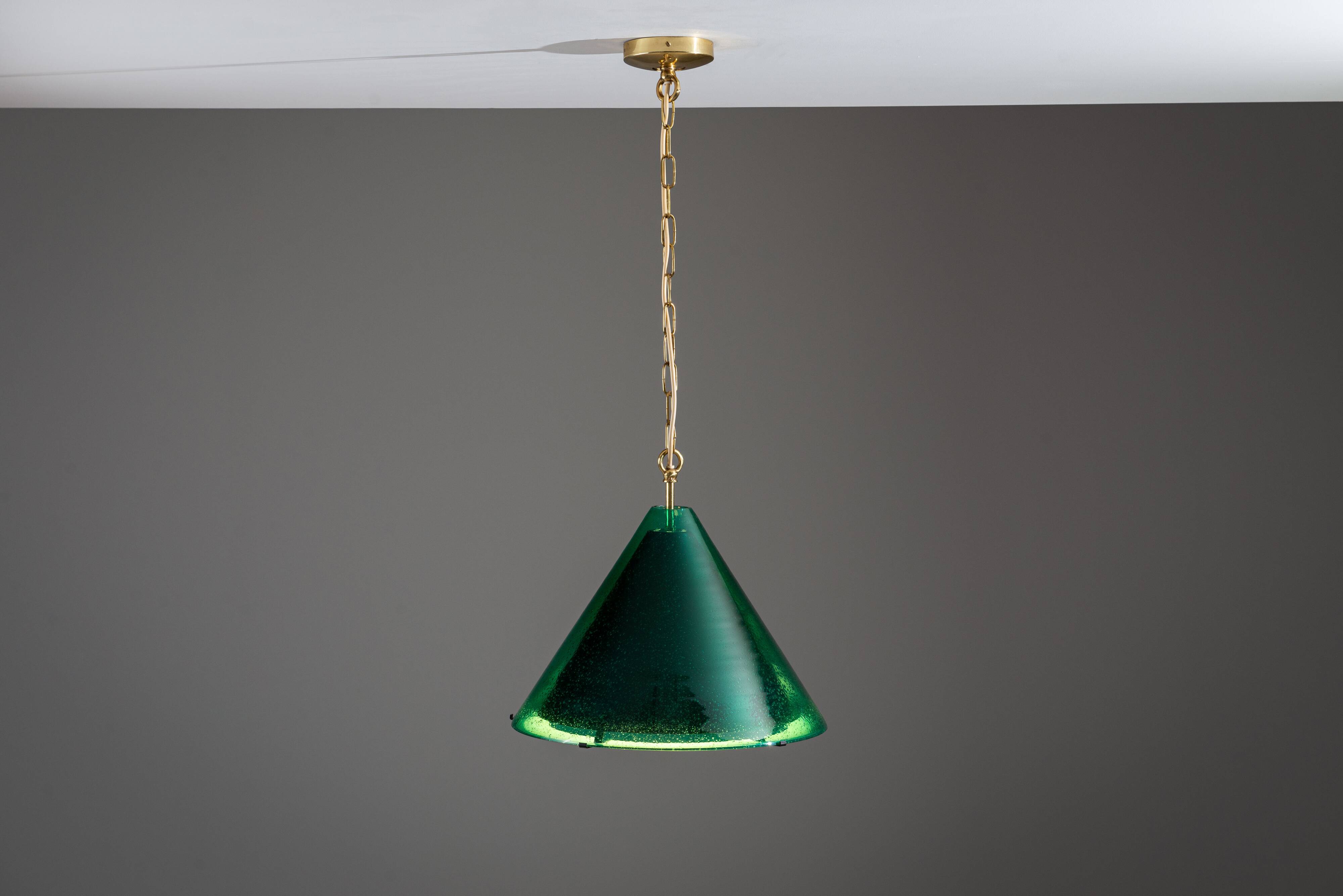 Pendentif en verre vert "Najade" de Jonas Hidle