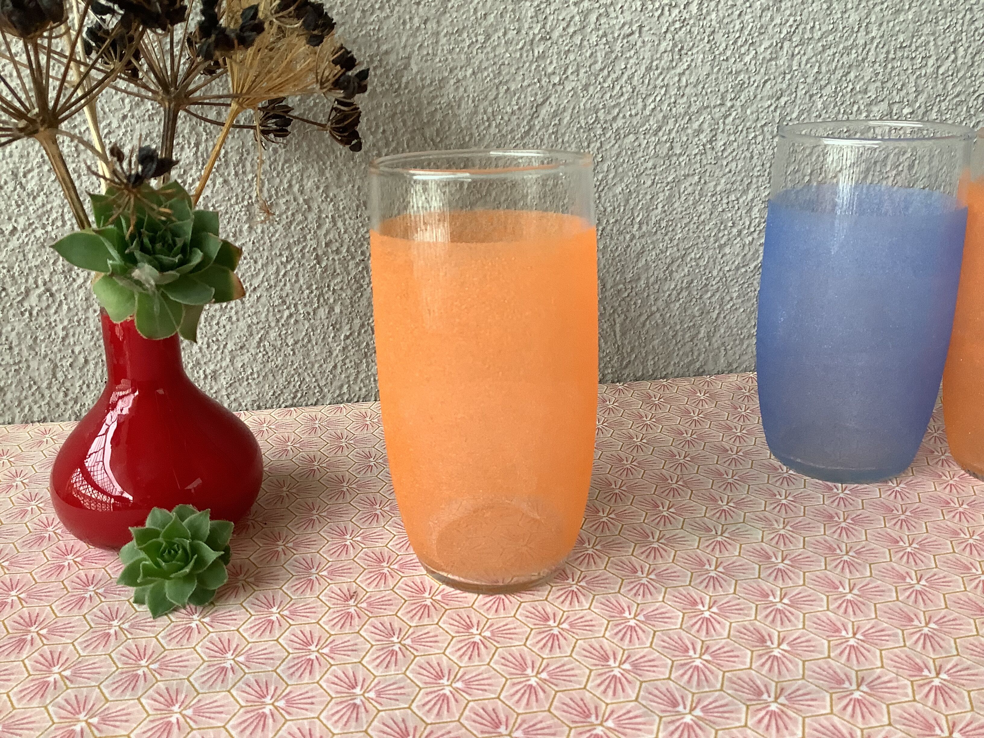 Vintage orangeade granite glasses 40'/50's