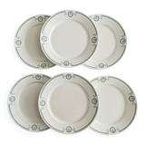 Set of 6 flat plates, ironstone, Petrus Regout, Empire.