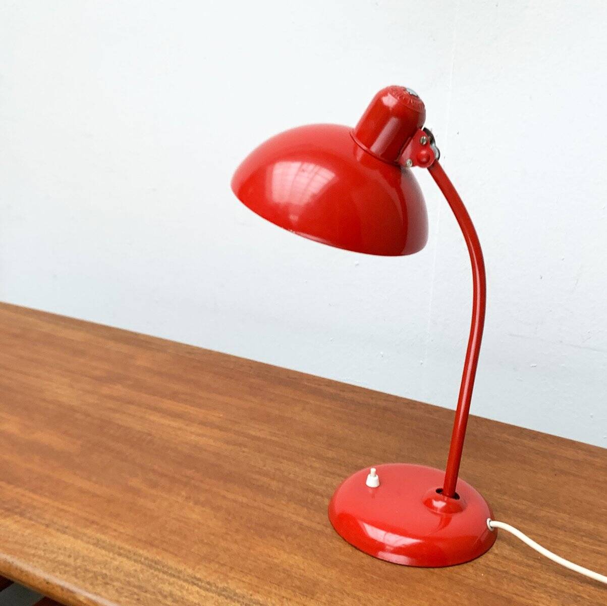 Red German table lamp mid-century 6556 by Christian Dell for Kaiser Idell, 1960s