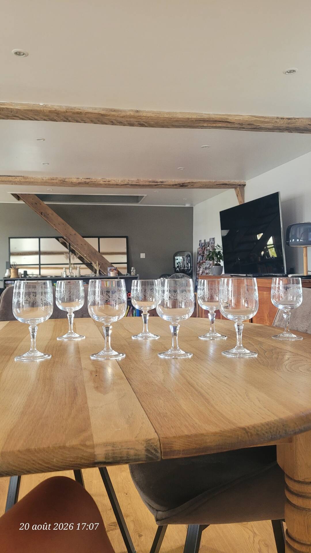 8 verres à pied en cristal d'Arques