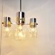 Vintage italian glass and chrome chandelier, 1970s