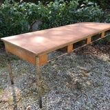 Vintage modernist table with metal tubular base
