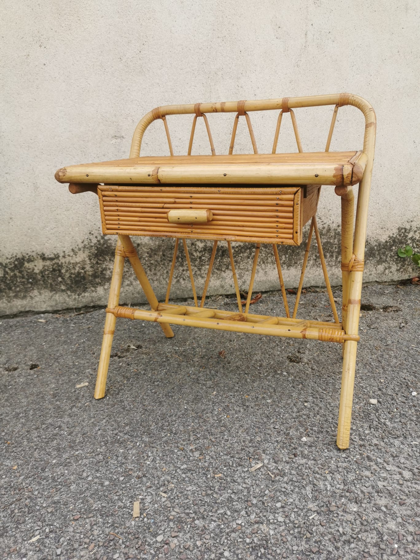 Pair of vintage rattan bedside tables