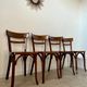 Set of 4 old vintage Baumann 50s wooden bistro chairs