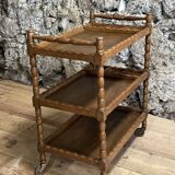 Wooden service turned on old wheels with bottle holder
