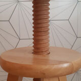 Vintage screw stool in solid beech.