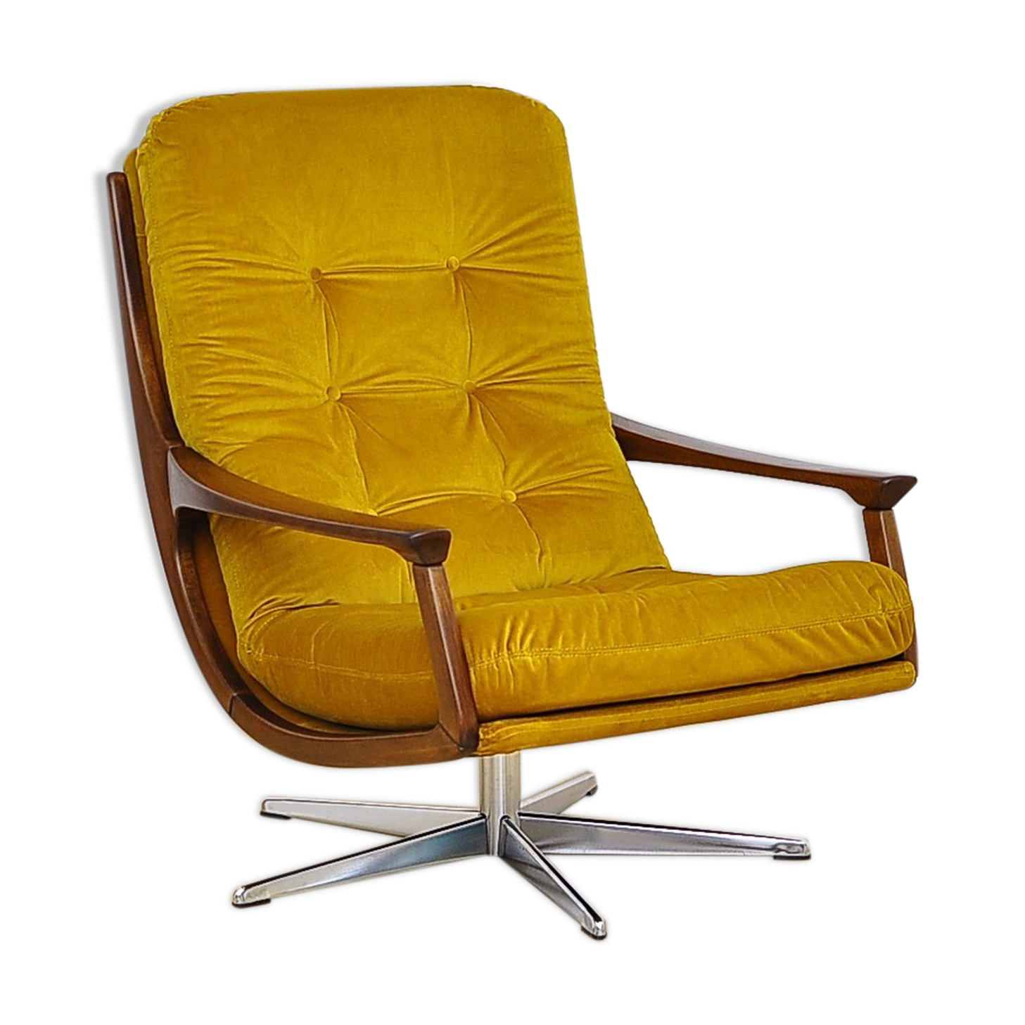 Swivel armchair in velor upholstery, 1970s