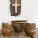 Salad bowl, 6 ramekins signed F. Baudat