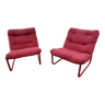 Pair of tubular leg armchairs
