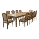 XL vintage dining table in white wood / dining room table