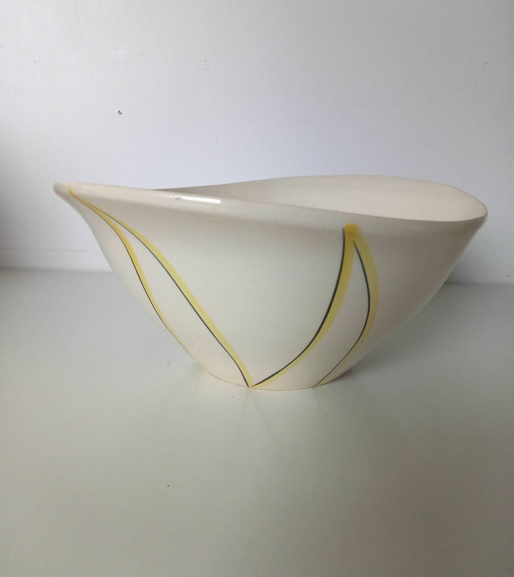 1950 SALINS service Aurore model yellow and black striped soup plates dish ravier