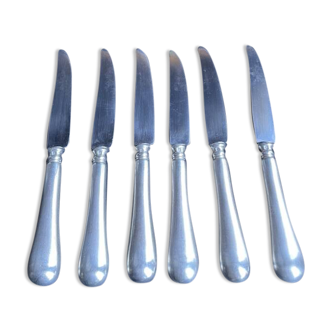 6 Couteaux de table – Métal argenté