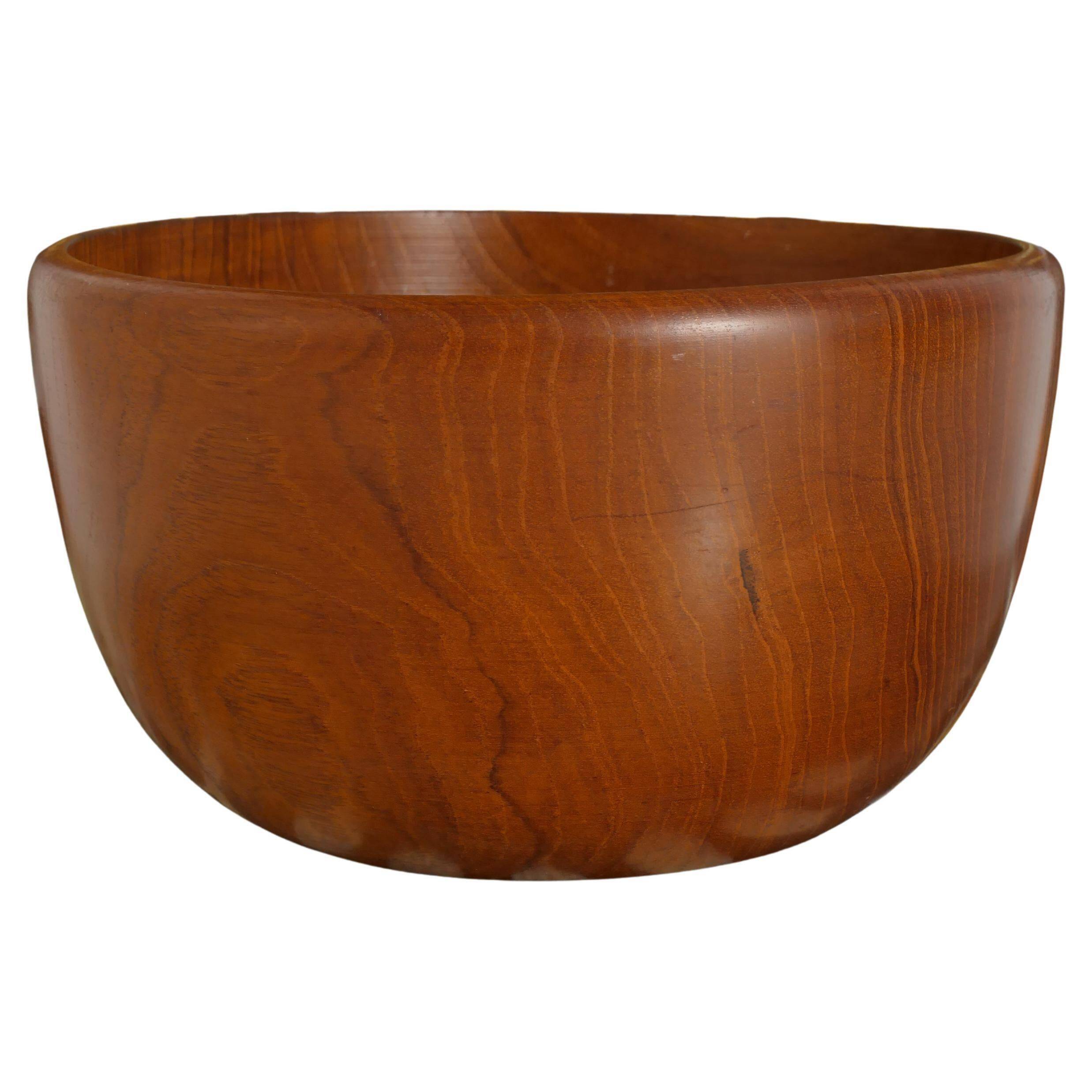 Mid-Century Modern Solid Teak Wood Bowl, Uppsala Slöjd, Sweden 1960s