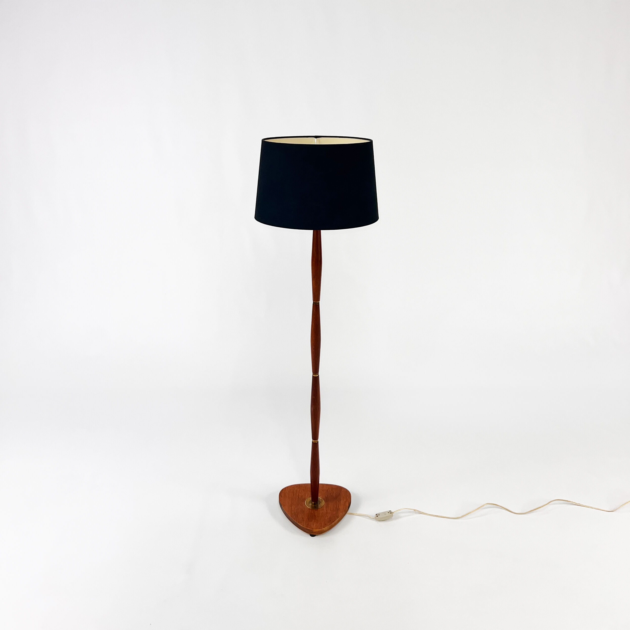 Vintage danish brass and rosewood floor lamp, 1960s.