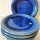 6 assiettes en grès émaillé – bleu cobalt & turquoise