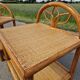 Pair of bedside tables in wood and woven straw - around 1960.