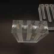 Duo Vase Bloc Résine Lucite Triple Cheminée Plexiglas Design Postmoderne