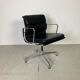 Eames black leather Soft Pad Group chair made by Vitra for Herman Miller