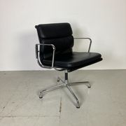 Eames black leather Soft Pad Group chair made by Vitra for Herman Miller