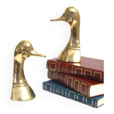 Paire de serre-livres canards en laiton