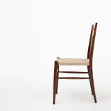 Teak dining chairs with braided rope seat, Belgium 1960s