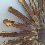 Golden wooden sun mirror 30cm