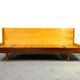 Daybed in beech and red fabric by jitona, vintage czech 1970s