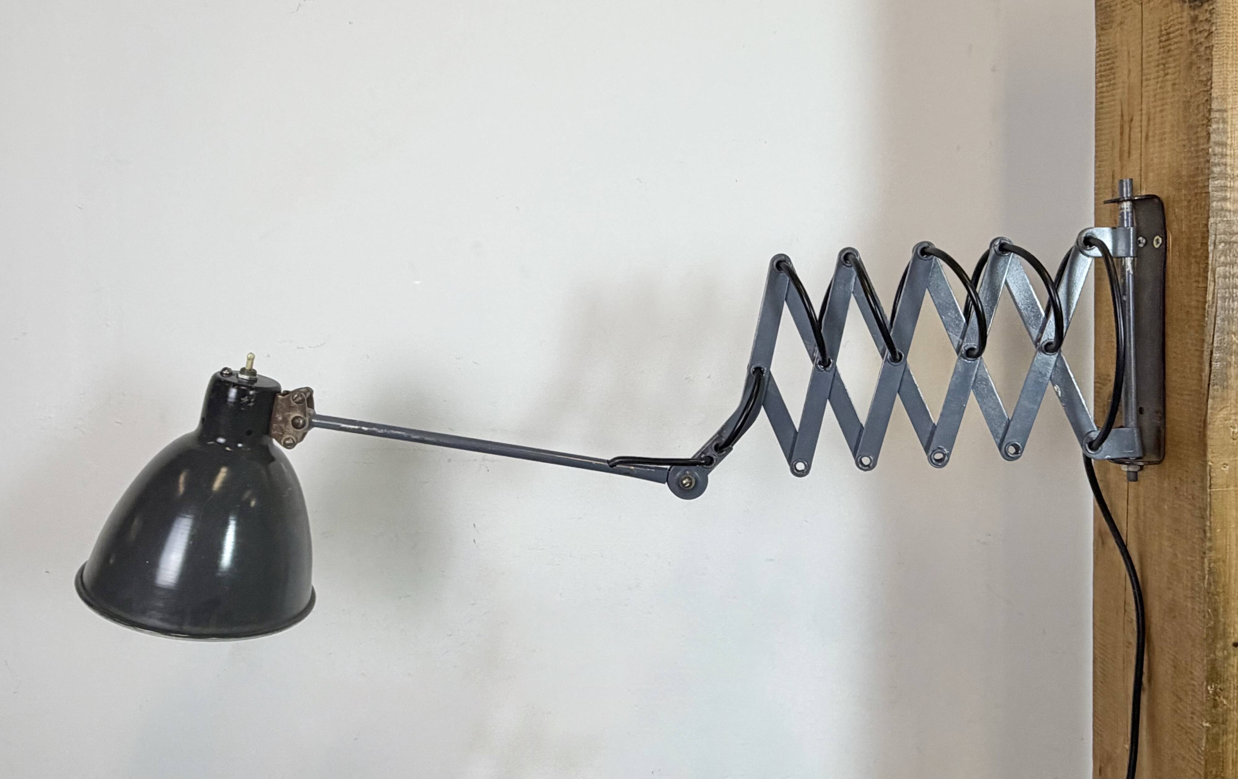 Black Industrial Soviet Scissor Wall Lamp, 1960s