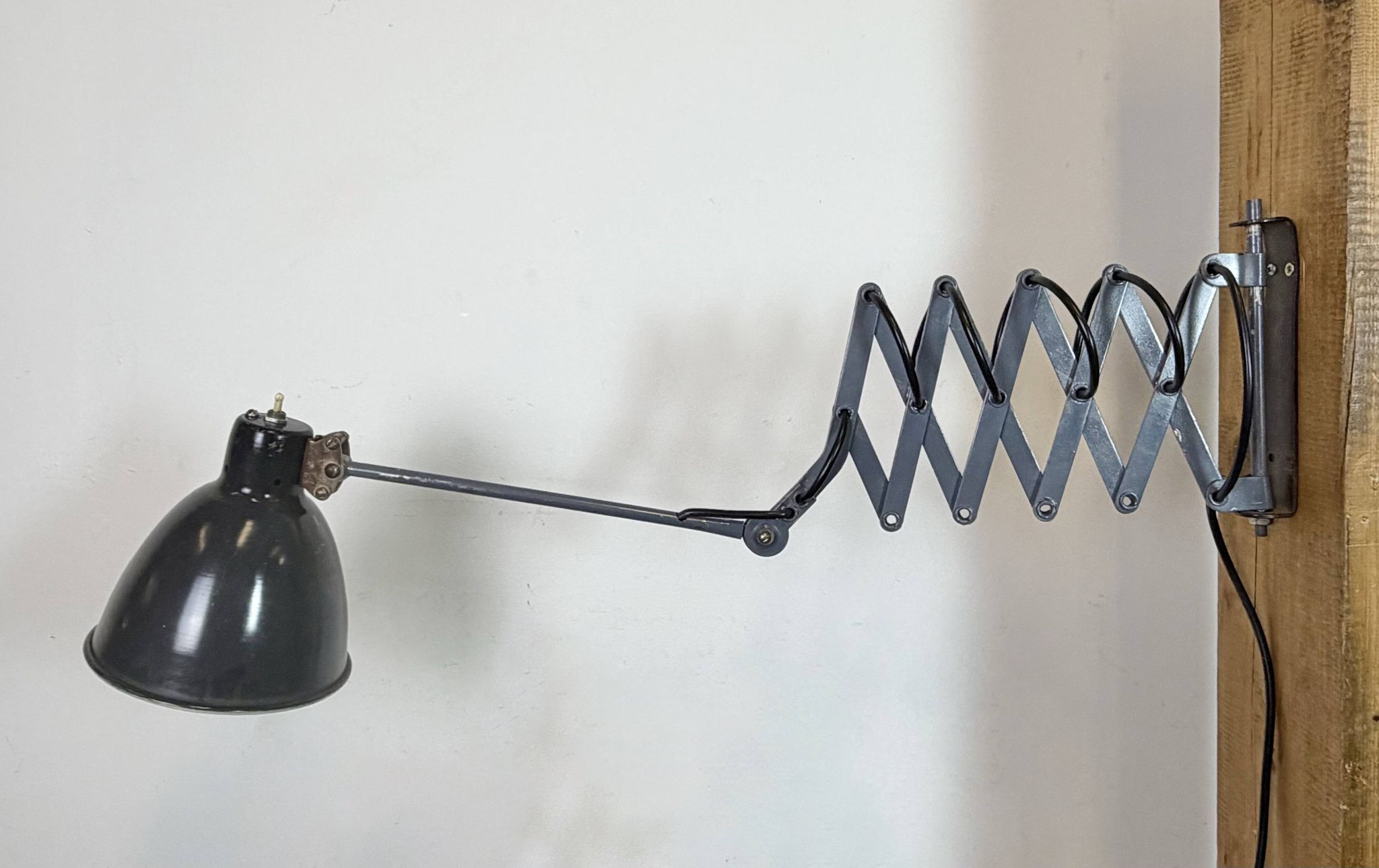 Black Industrial Soviet Scissor Wall Lamp, 1960s