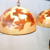 Italian design hanging lamps resin and leaves, 1970s 1980s